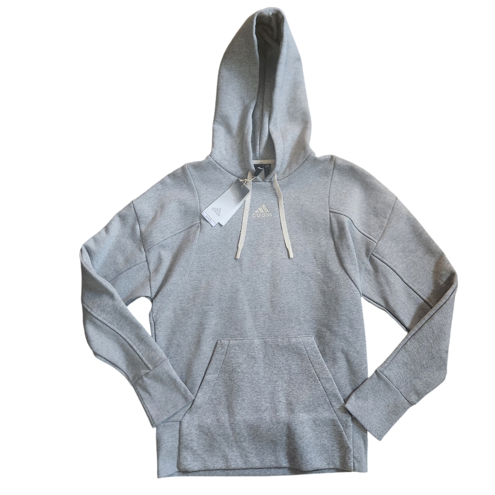 HP!❤️NWT ADIDAS Gray Pullover Logo Hoodie Men's Internal OH Fleece Lined XS - Picture 3 of 16